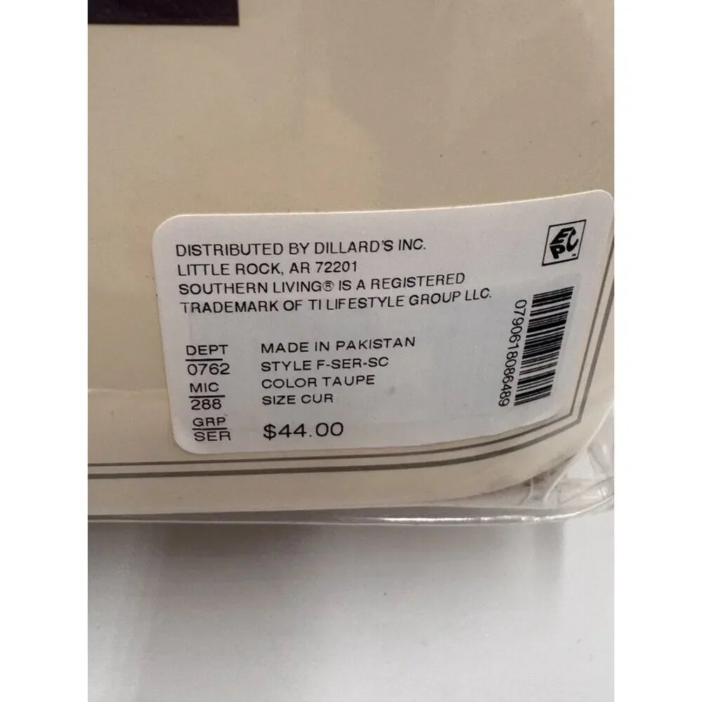 Southern Living Serenity 72x72 Cotton Shower Curtain Taupe Dillard's NIP